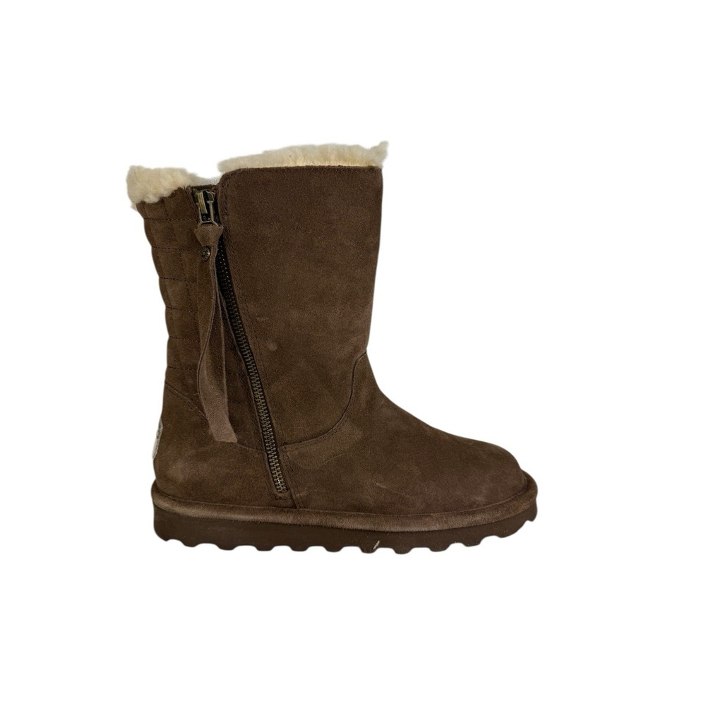 BearPaw Lindsay Women's‎ Tan Suede Quilted Faux Fur Lined Boots Shoes Size 7